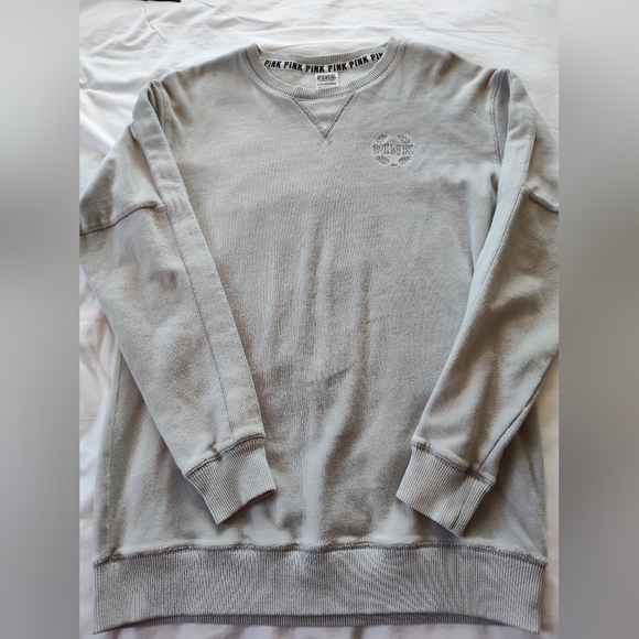 PINK Victoria's Secret Tops - PINK VS Ladies Gray Velour Pullover Sweatshirt. Size XS.  Long Sleeves.